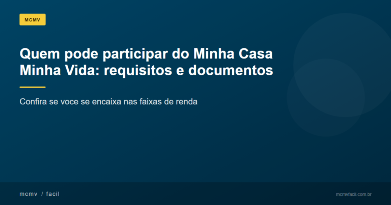 Quem pode participar do Minha Casa Minha Vida: requisitos e documentos necessários